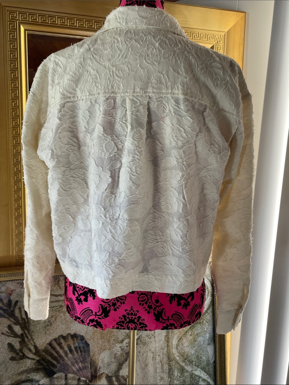 LOFT Cream Textured Button-Front Shirt - Picture 6 of 9
